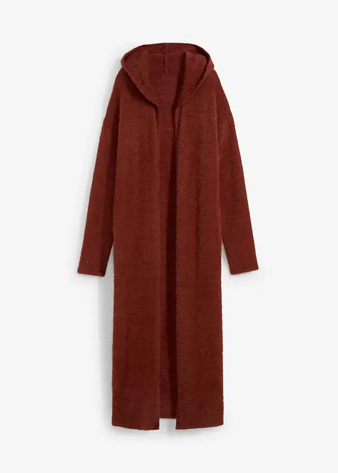 Maxi cardigan in filato piumato soffice, bonprix