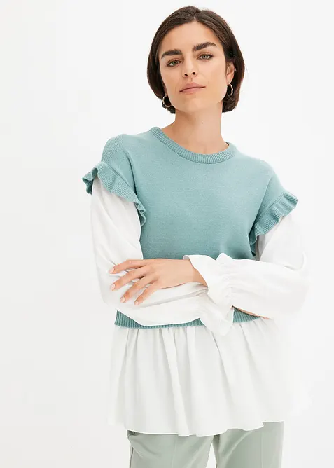 Maglione con inserto effetto camicia, bonprix