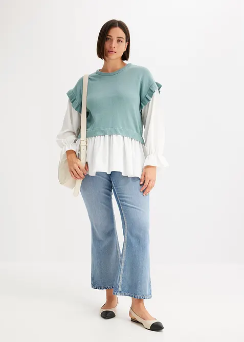 Maglione con inserto effetto camicia, bonprix