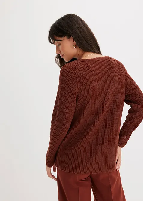 Maglione a coste in puro cotone, bonprix