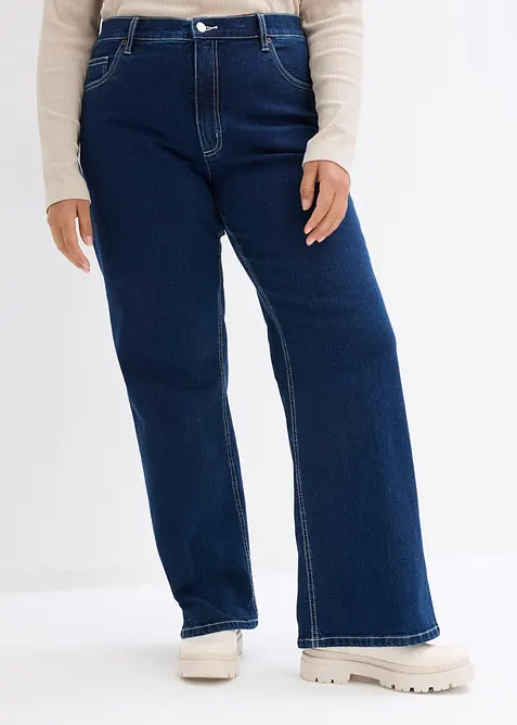 Jeans wide leg in cotone biologico, vita alta, bonprix