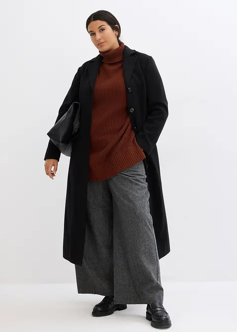 Maglione oversize a collo alto in misto cotone, bonprix