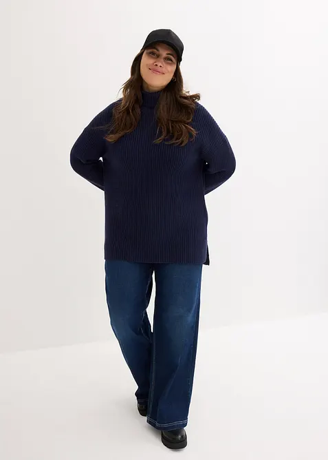 Maglione a collo alto in puro cotone, bonprix