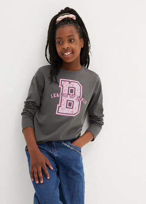 Maglia con maniche lunghe in puro cotone biologico (pacco da 3), bonprix