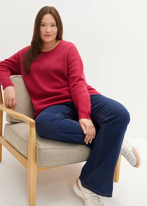 Maglione a coste Milano con scollo rotondo, bonprix