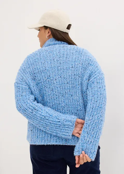 Maglione con colletto, zip e spalle scese, bonprix