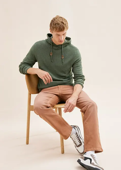 Maglione con cappuccio in morbido misto cotone, bonprix