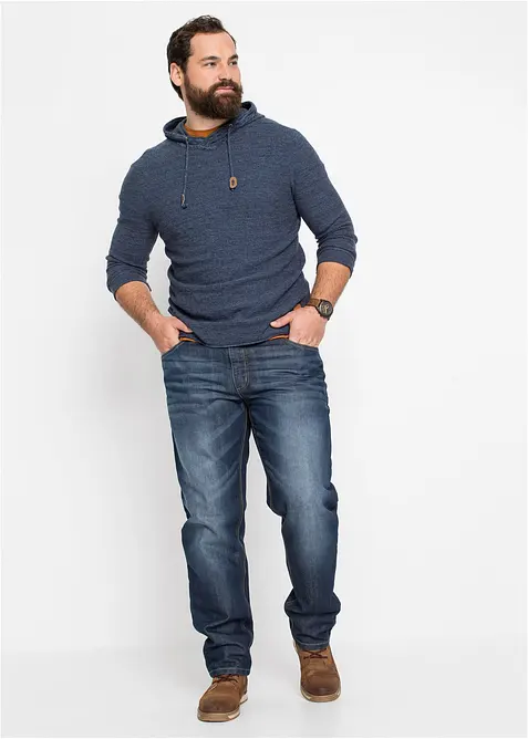 Maglione con cappuccio in morbido misto cotone, bonprix