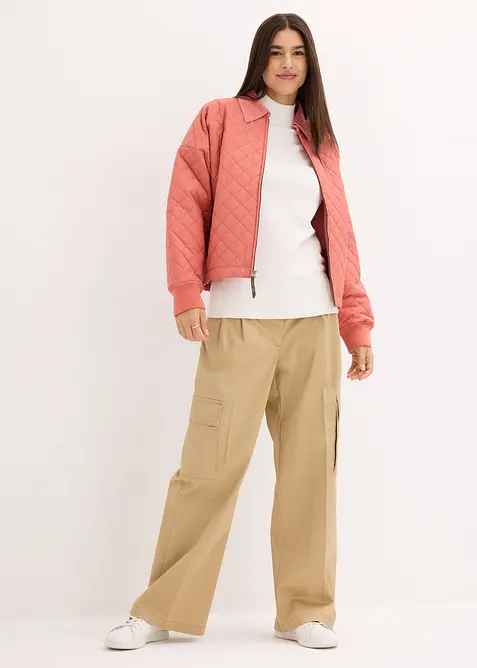 Maglione basic in filato fine con collo dritto e cotone riciclato, bonprix