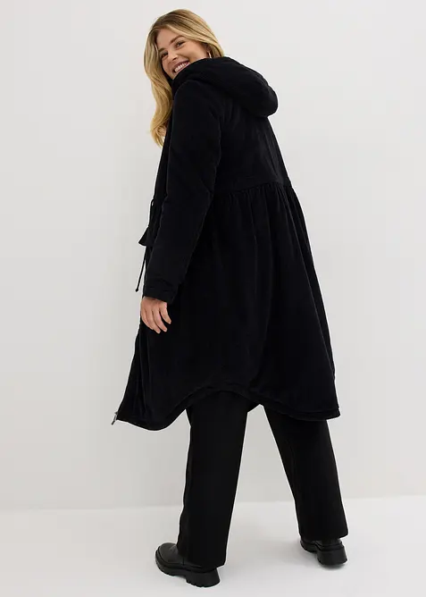 Cappotto in velluto a coste con cappuccio in pile teddy di puro cotone, bonprix