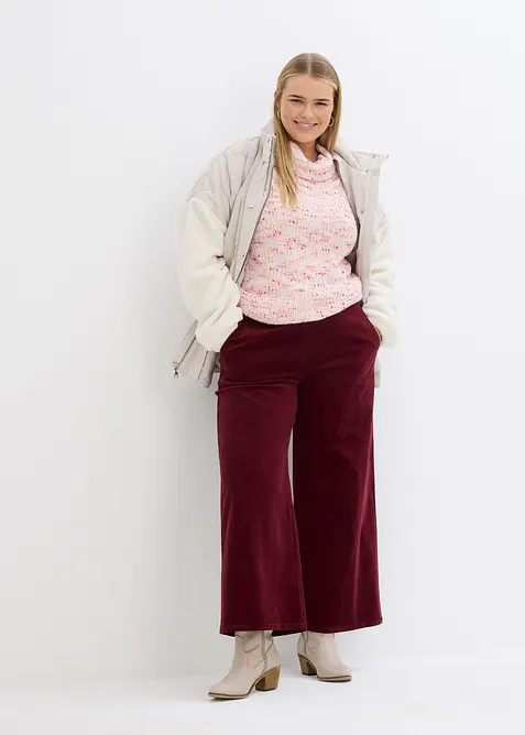 Pantaloni in velluto a coste con cinta comoda, vita alta, bonprix