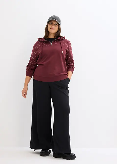 Felpa con cappuccio e cerniera in puro cotone, bonprix
