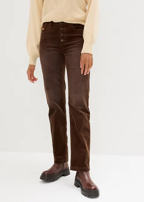 Pantaloni di velluto a coste elasticizzati, straight, bonprix