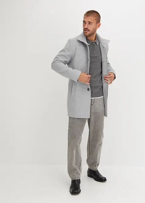 Maglione con colletto a polo e cotone riciclato, bonprix