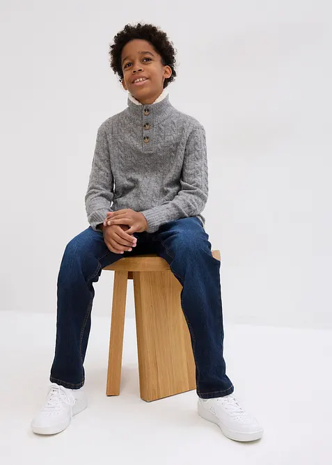 Maglione con colletto alto con bottoni, bonprix