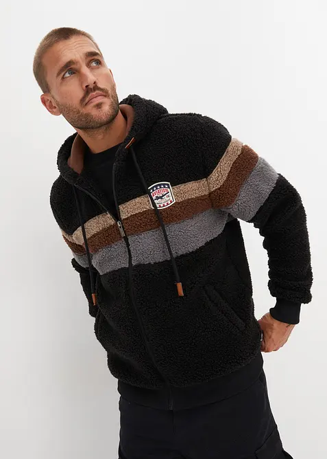 Giacca in pile teddy con cappuccio, bonprix