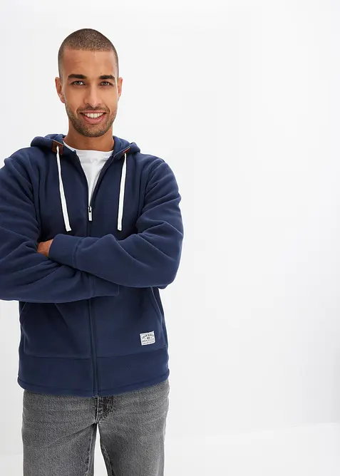 Giacca in pile con cappuccio e tasche applicate, bonprix