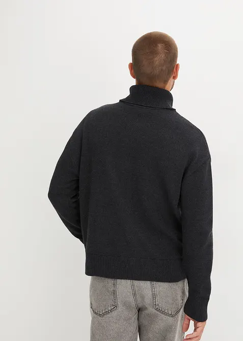 Maglione a collo alto con cotone riciclato, loose fit, bonprix