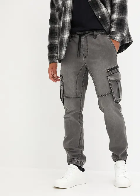 Jeans in tessuto felpato con tasche cargo regular fit, straight, bonprix