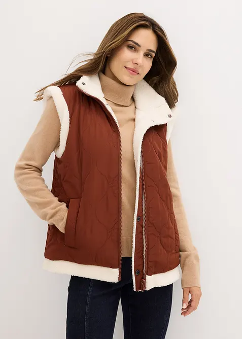 Gilet double face in pile teddy, bonprix