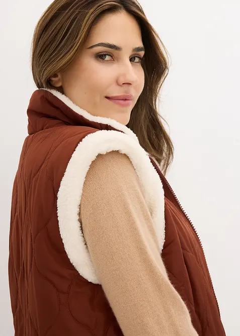 Gilet double face in pile teddy, bonprix