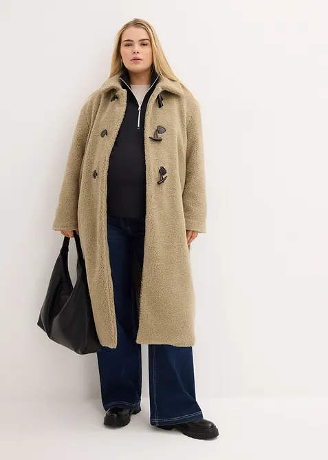 Cappotto prémaman in pile teddy 3 in 1 con inserto babywearing, bonprix