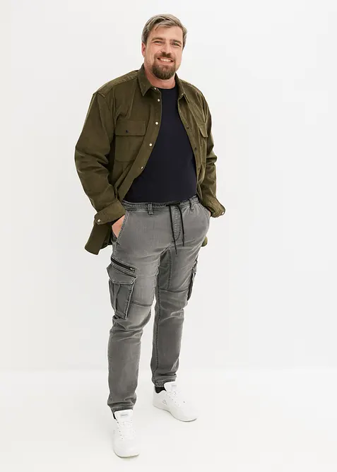 Jeans in tessuto felpato con tasche cargo regular fit, straight, bonprix
