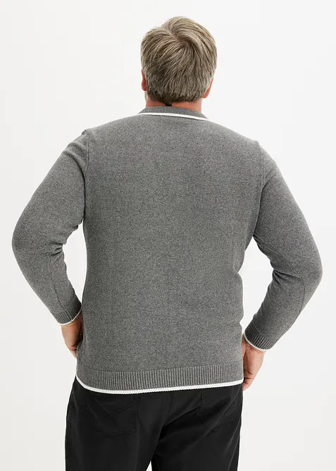 Maglione con colletto a polo e cotone riciclato, bonprix