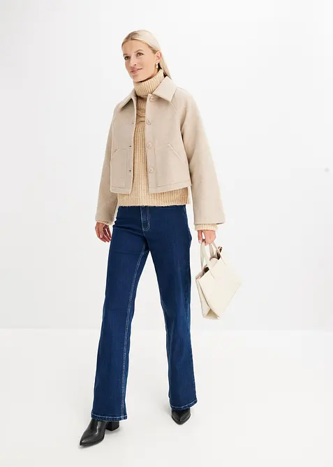 Jeans wide leg in cotone biologico, vita alta, bonprix