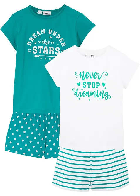 Pigiama estivo a maniche corte in puro cotone (pacco da 2), bonprix