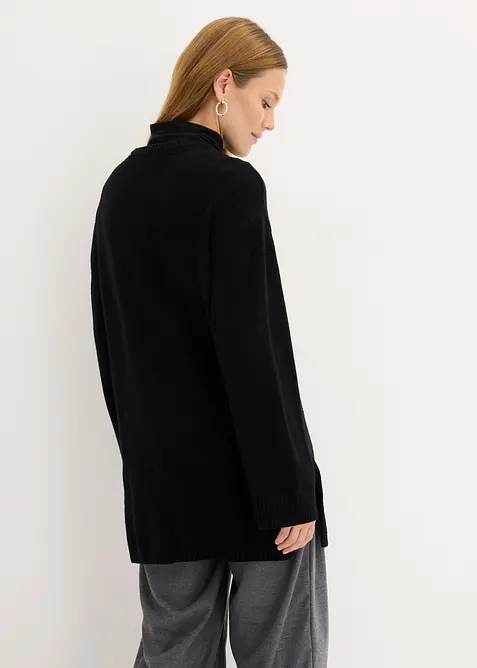 Maglione lungo in filato fine con spacchi laterali in misto viscosa, bonprix