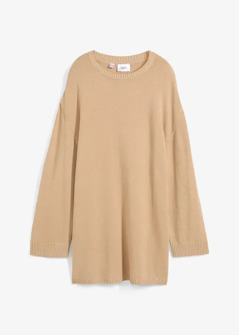 Maglione lungo in filato fine con spacchi laterali in misto viscosa, bonprix