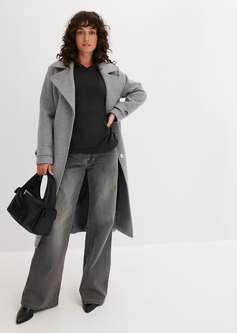 Maglione con cappuccio e tasca a marsupio in misto viscosa, bonprix