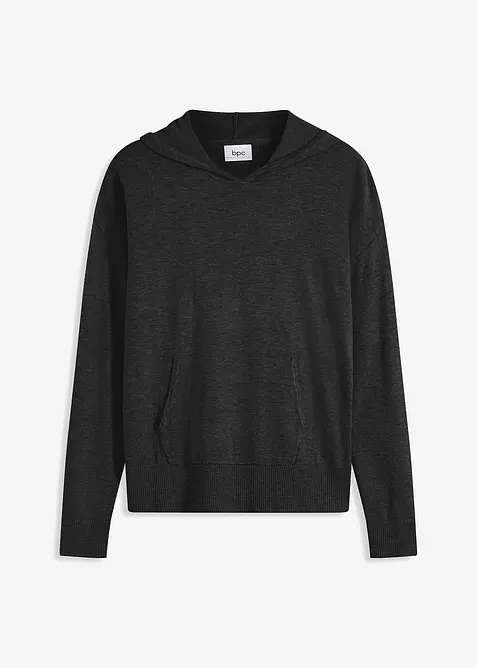 Maglione con cappuccio e tasca a marsupio in misto viscosa, bonprix