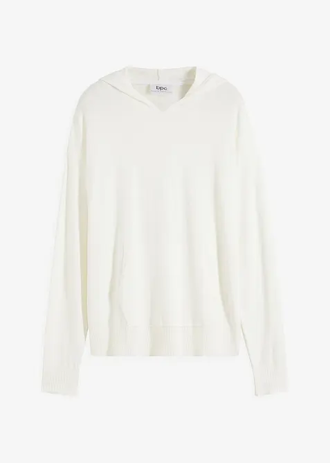 Maglione con cappuccio e tasca a marsupio in misto viscosa, bonprix