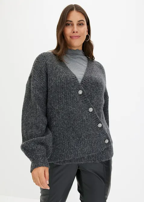 Cardigan in filato grosso di misto lana morbido, bonprix