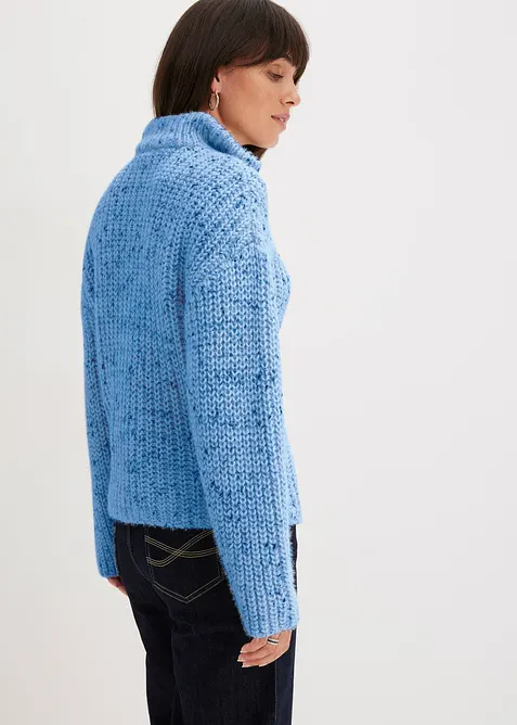 Maglione con colletto, zip e spalle scese, bonprix