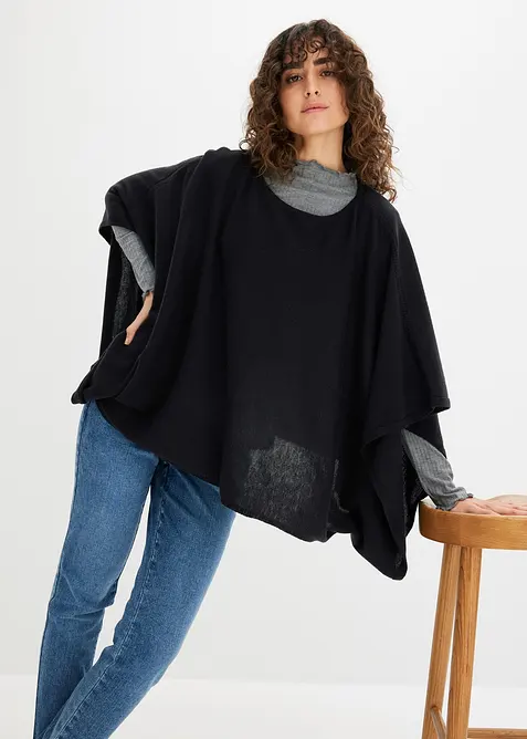 Poncho corto in lana, bonprix