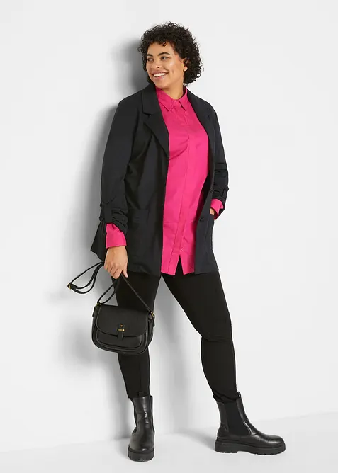 Blazer lungo in Punto di Roma misto viscosa, bonprix