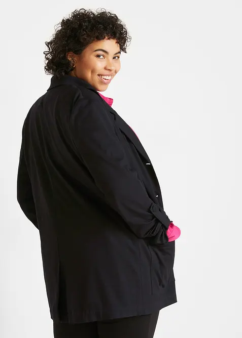 Blazer lungo in Punto di Roma misto viscosa, bonprix