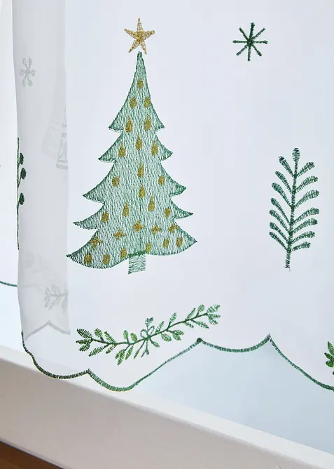 Tenda a vetro con abeti ricamati, bonprix