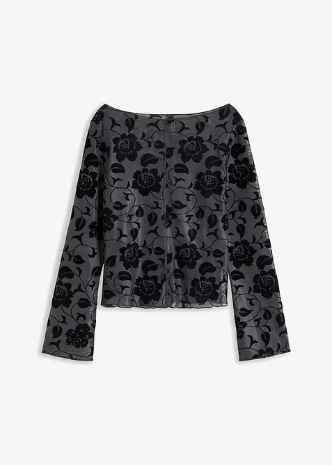 Maglia a maniche lunghe leggermente trasparente, bonprix