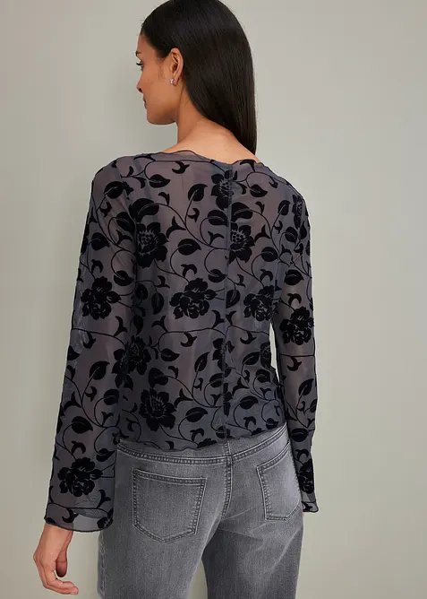 Maglia a maniche lunghe leggermente trasparente, bonprix