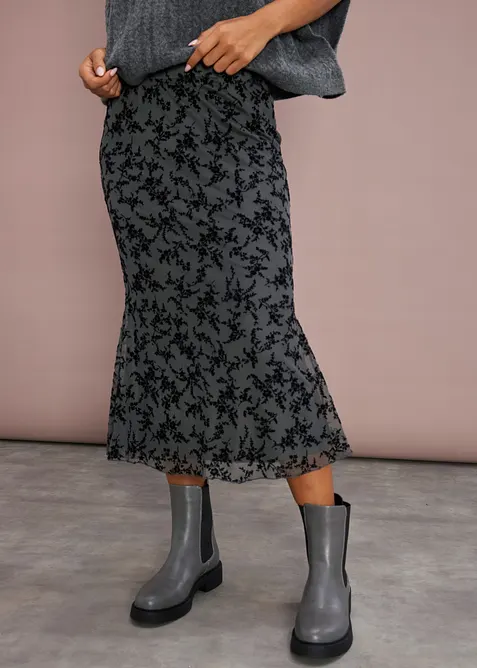 Gonna midi in mesh delicato, bonprix