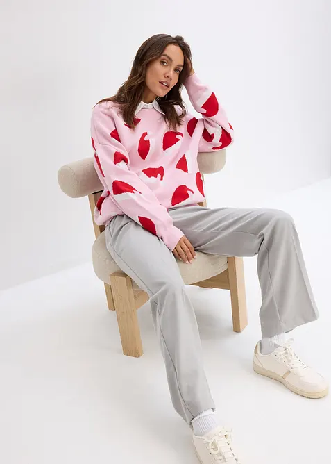 Maglione girocollo oversize in filato fine, bonprix