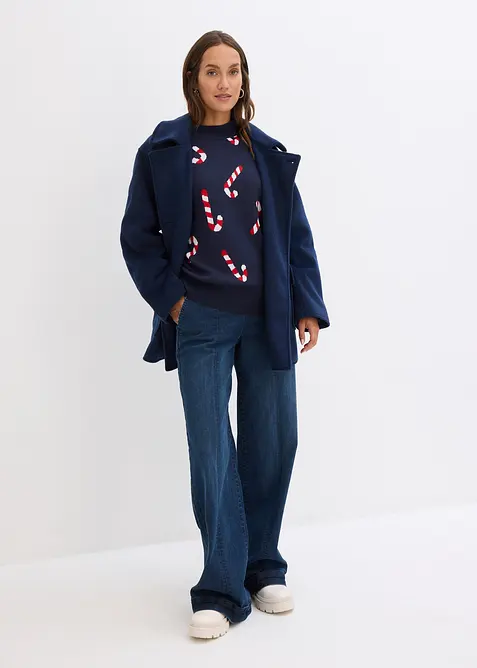 Maglione girocollo oversize in filato fine, bonprix