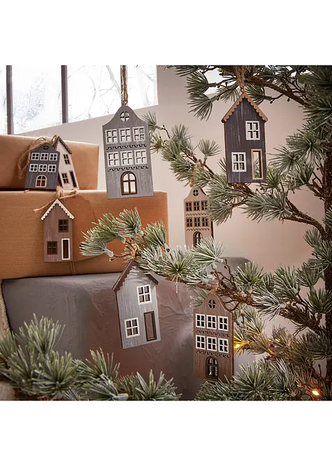 Decorazioni da appendere a forma di casette (pacco da 8), bonprix