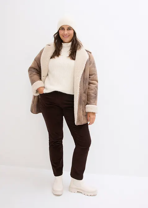 Pantaloni di velluto a coste elasticizzati, straight, bonprix