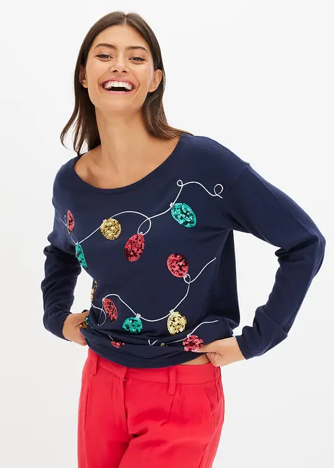 Maglione natalizio in filato fine, bonprix