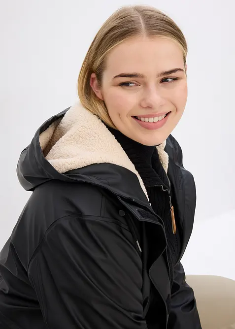 Giacca impermeabile con fodera effetto peluche, bonprix